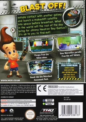 Nickelodeon Jimmy Neutron - Boy Genius box cover back